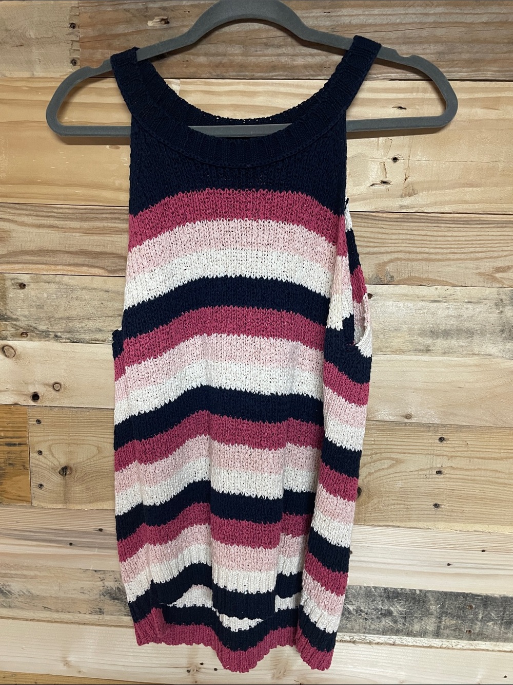 J Crew Size Large Cotton/Polyester Blend Striped Sleeveless Sweater Knit Tank